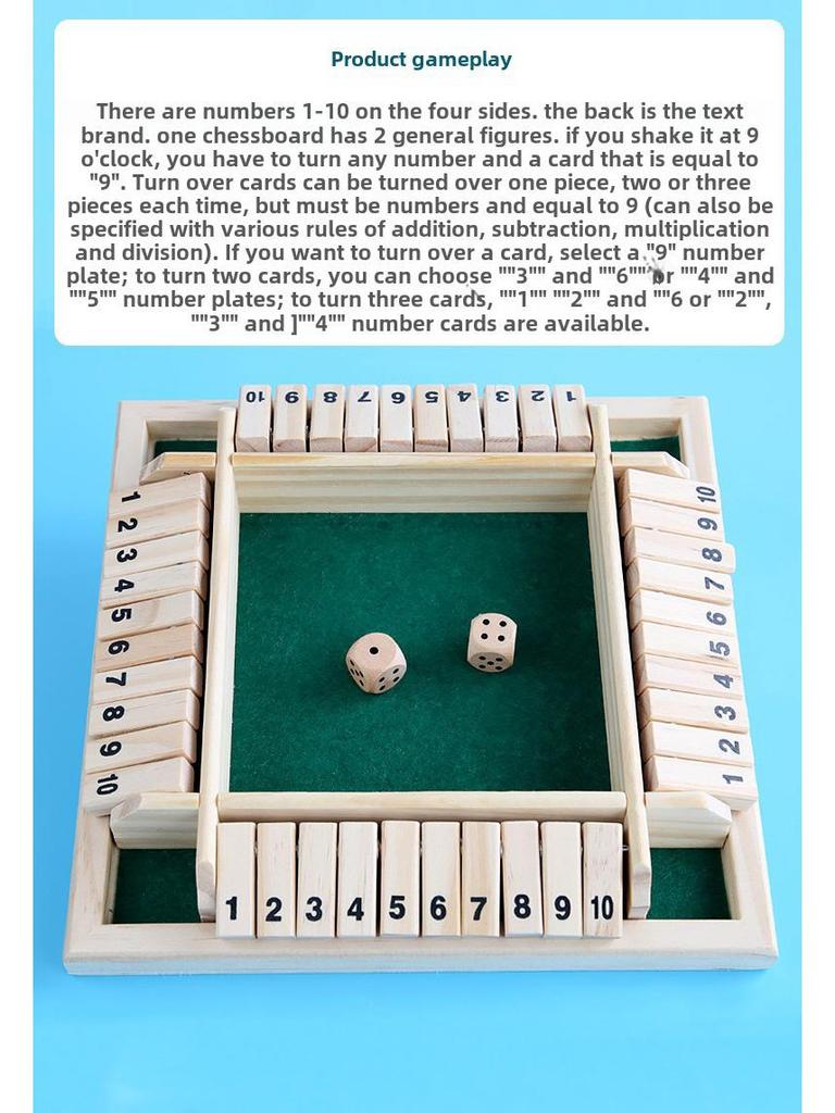 Dřevěná čtyřstranná digitální flipová karetní hra: Antistresová pomůcka pro dospělé a děti, ideální na večírky a do KTV barů