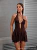 Women's 2025 Sexy Halter Backless Ruffle Hem Dress - Elegant Summer Style
