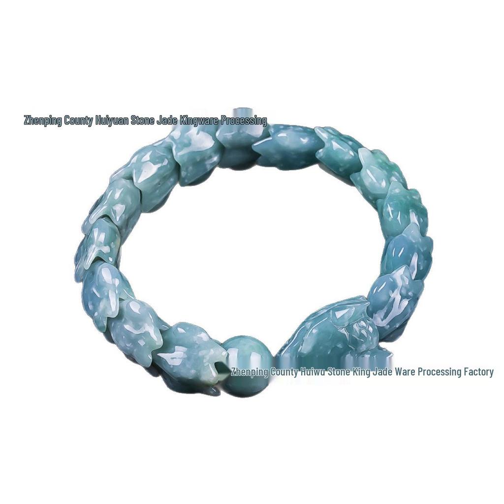 Prachtig Gesneden Jade Draak Armband: Natuurlijke Hetian Groene & Zwarte Schapenvet Jade met Inkt Jade Accenten