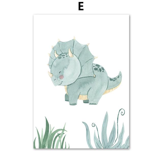 Nursery Nordic Poster and Prints Cute Dinosaur Egg Tree Leaf Monstera Wall Art Canvas Painting Wall Pictures Boy Kids Room Decor No Frame