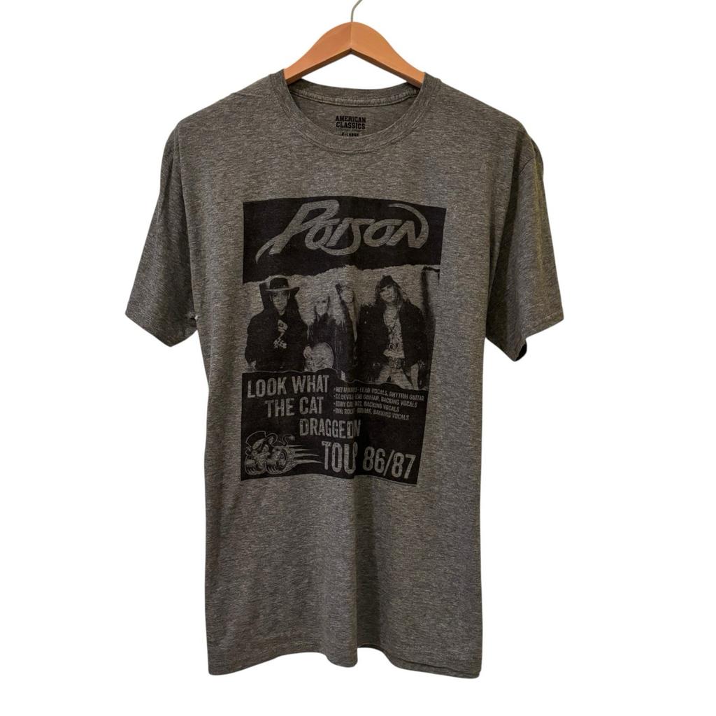 Poison Band 86/87 Tour Modern T-shirt Size XL Look What The Cat Dragged In Unisex T-Shirt