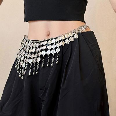 Bell Metal Tassel Waist Chain Round Ethnic Style Belt Elegant Bohemian Style Waistband  Women
