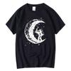 Men's High Quality 100% Cotton Moon Print Casual Summer Cool Short Sleeve Men Tshirt Loose t-shirt Male Tee Shirts Male Tee Tops
