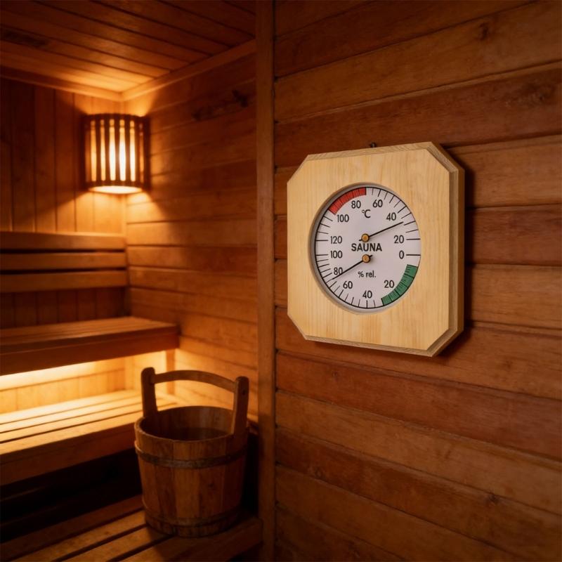 Professional Wooden Hygrometer Thermometers with Clear Readability Wood Humidity Temperature Gauges for Sauna Rooms