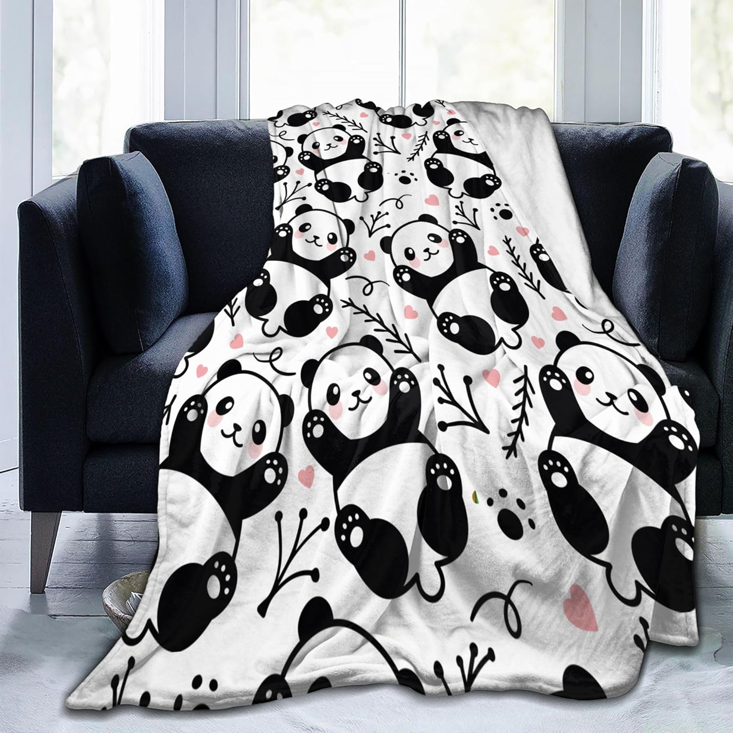 Creative Homewares Unisex Panda Blanket - Soft Flannel Throw For Girls And Women, Cute Gifts For Panda Lovers, Stuffed Decor (Cartoon, 50 X40 )