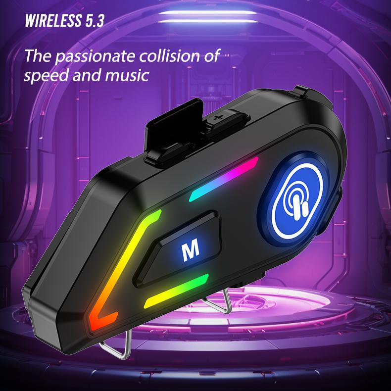 Wireless Motorcycle Helmet Intercom 1000mAh Battery 48H Talk Time Waterproof