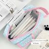 Large Capacity Powder Blue Denim Cat Pencil Case for Middle School, Cute Cartoon Stationery Box with High Appearance Value