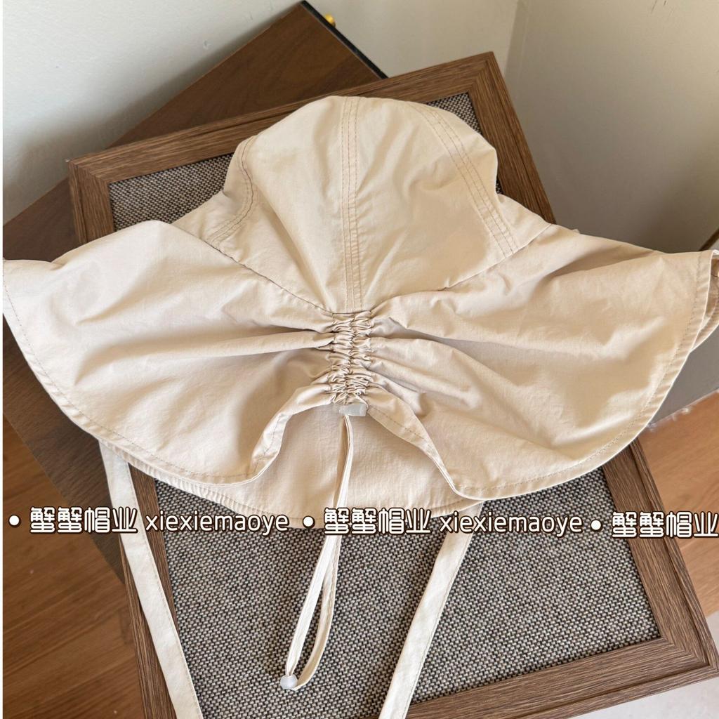 New foldable face cover simple strap bow bucket hat spring and summer versatile face small sun hat