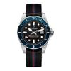 Plum Blossom Ocean Exploration Series Mechanical Movement 300 Meters Watch 42mm Black Dial Stainless Steel Case Fabric Strap 83300 S-BE-T4-706