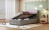 Upholstered Children's Bed 90x200 cm, With LED Lighting, Hydraulic Storage, Height-Adjustable Headboard, Single High Box, Velvet Fabric, Grey