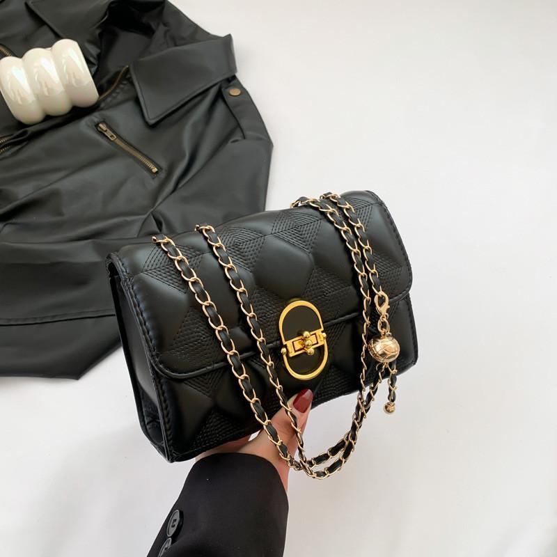Casual Texture Bag 2024 Spring New Fashion Aesthetic Chain Shoulder Bag чёрный