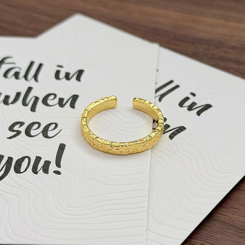 Medieval Vintage Simple Plain Ring Narrow Version French Retro Brushed Ring Irregular Geometric Personality Ring Woman