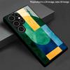 2D Phone Case with Blue And Yellow Block Pattern for Samsung S26 S25 S24 S23 S22 S21 S20 A56 A36 A16 - Glass Protective Cover