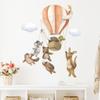 Cute Cartoon Animal Friends in Hot Air Balloon Wall Stickers, Self-Adhesive Adventure Decor for Kids Room Living Room Bedroom Decoration