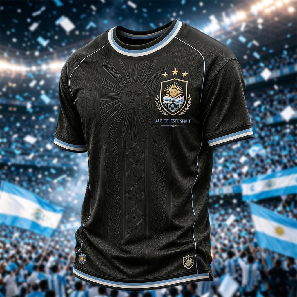 Argentina Men's Casual Printed Neck Short Sleeve T-Shirt Lightweight Breathable Summer Top