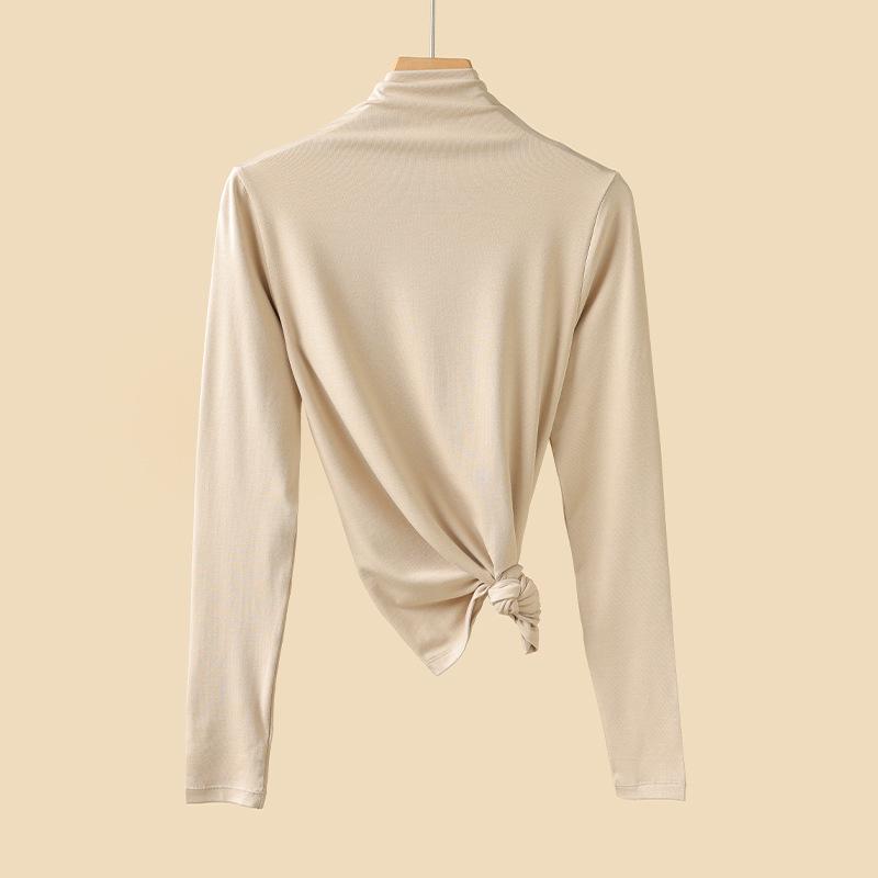 

Универсальная женская рубашка с длинным рукавом и полуводолазкой на весну и осень XXL