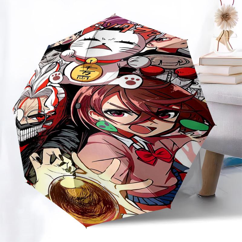 Anime Characters, Group Portrait Themed Automatic Opening and Closing Umbrella, Compact Travel Umbrella, Lightweight and Portable, Suitable