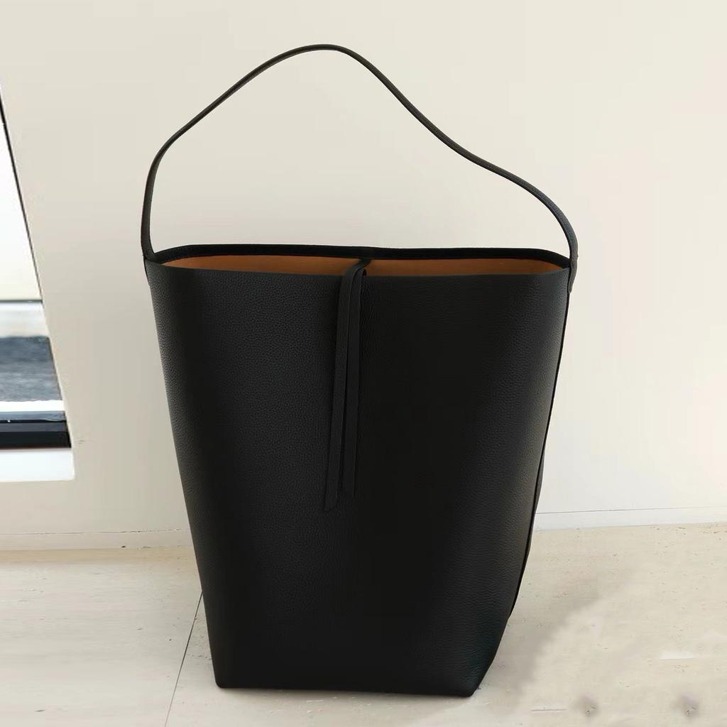 Large Genuine Leather Bucket Bag Women Big Capacity Tote Bag Soft Real Leather Shoulder Bag For Work Daily