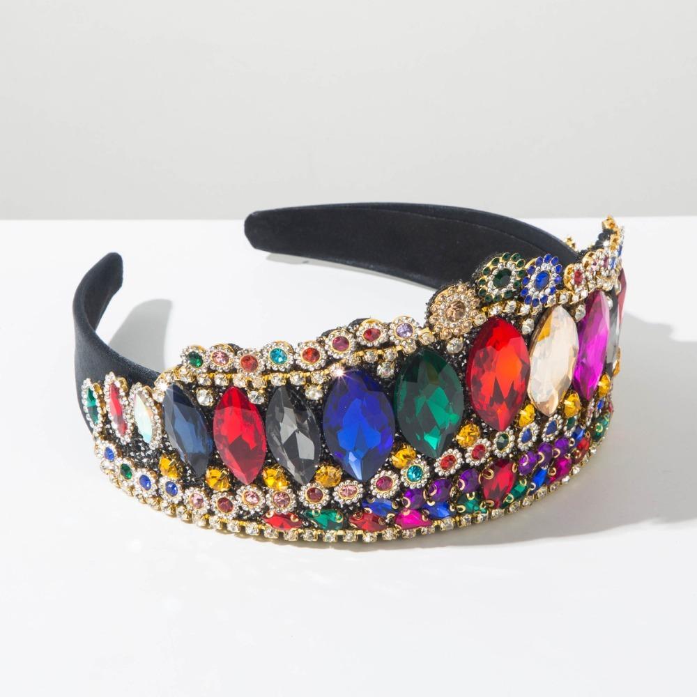 Elegant Full Diamond Rhinestone Headbands Non-slip Hoop Design Diamond Crown Hairband Super Flash Hoop Hairband Hair Accessories