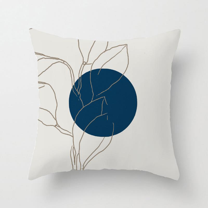 Blue Nordic Style Pillow Cover Geometric Stripe Double-Sided Sofa Window Guest Home Pillow Case Square Shape Pp Cotton