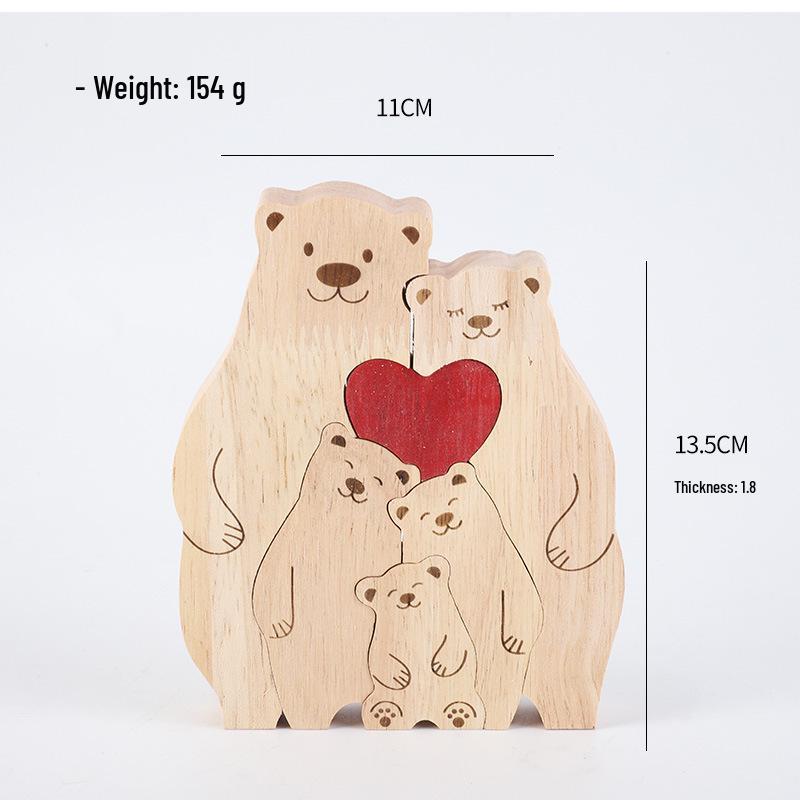 Cross-Border Wooden Little Penguin Family Puzzle Ornament - Festival Gift & Warm Family Decoration