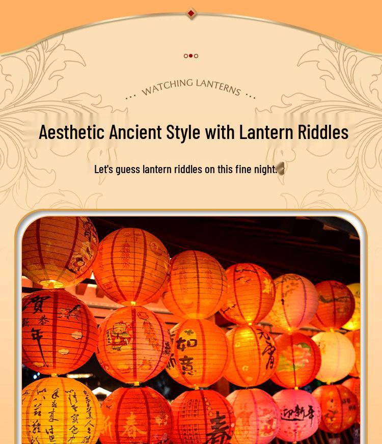 Chinese New Year Fu Character Paper Lantern - Spring Festival Atmosphere Decoration with Ancient Style Pendant