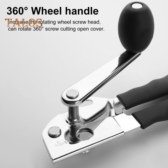 Manueller Dosenöffner, Edelstahl, Handkurbel, Flaschenöffner, robuste, seniorenfreundliche Küchenhelfer