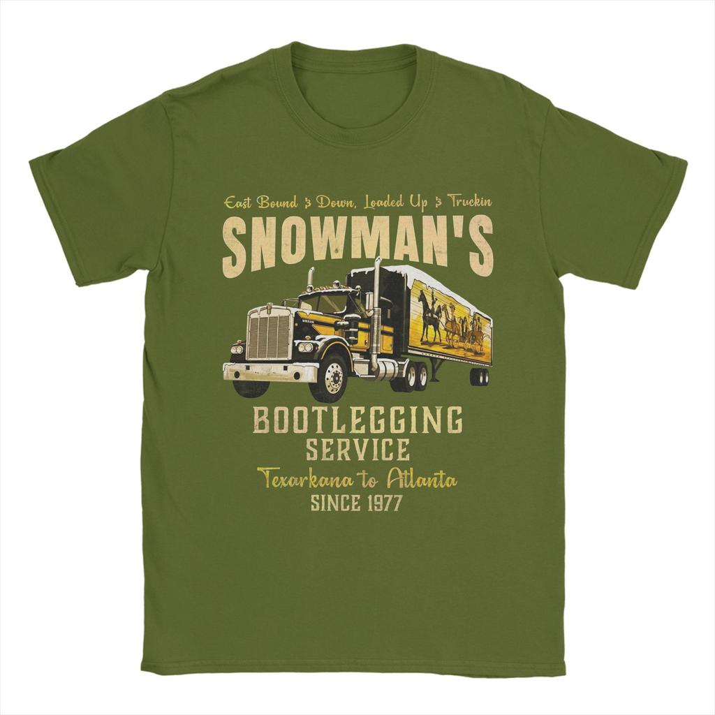 Mens TShirt Snowmans Bootlegging Service Smokey and the Bandit Casual Pure Cotton Tees T Shirt O Neck Clothes Summer