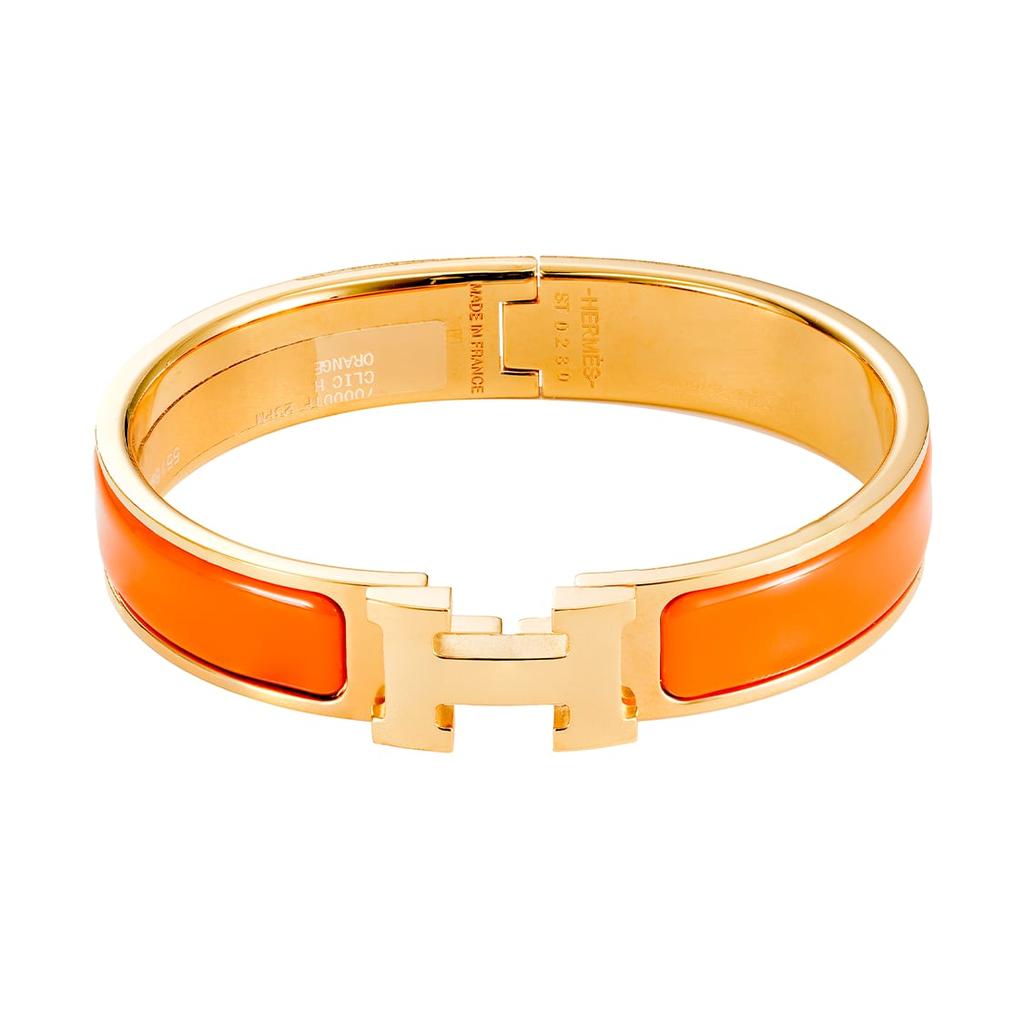Hermes Clic H Bangles Unisex Orange Gold H700001F8APM