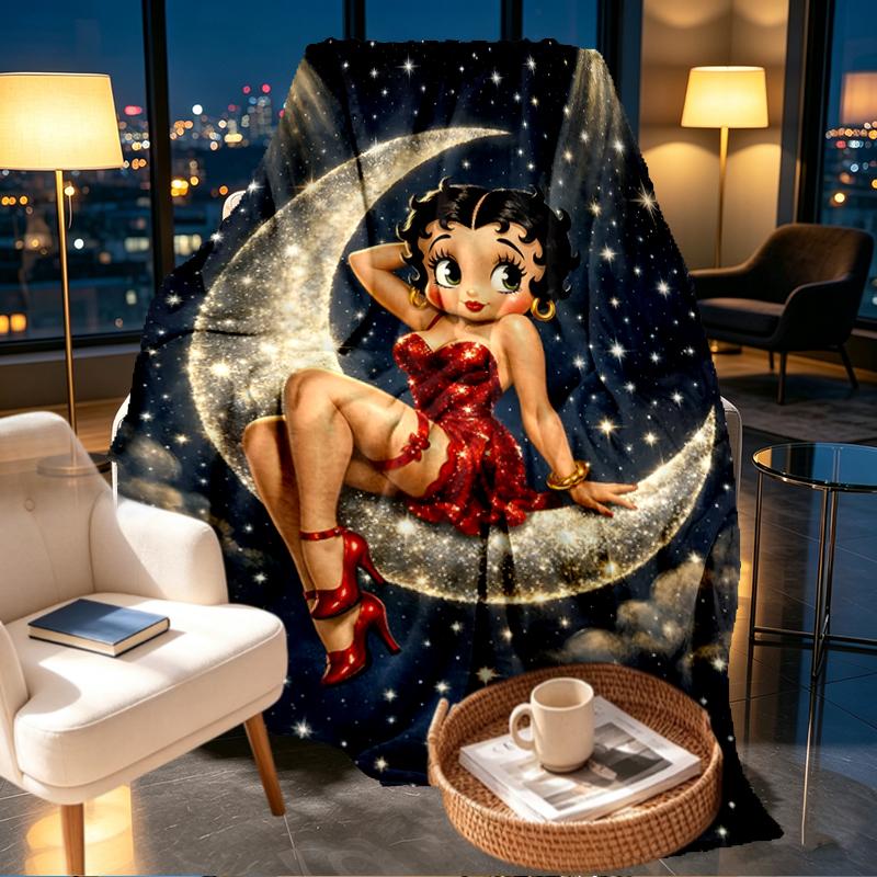 Betty Boop Print Blanket - Soft & Comfortable, for Bedroom, Travel, Sofa, Home Decoration - Birthday Christmas Gift for Friend