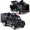 1:32 Scale Police SWAT Anti-hijacking Truck Alloy Model Car with Pull Back and Flashing Lights for Toddlers.