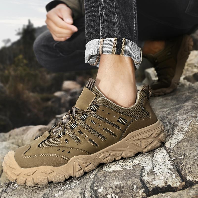 Zapatos de senderismo para hombre de estilo retro, resistentes, impermeables, con suela antideslizante, para viajes de montaña