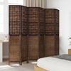6 Piece Room Divider Dark Brown Solid Paulownia Wood