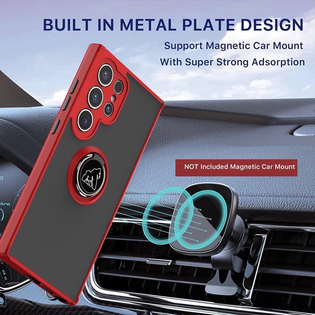 Anti-theft Acrylic Phone Case For Samsung Galaxy S26 Ultra S25 Edge S24 S23 FE S22 Plus Metal Magnetic Ring Stand Back Cover