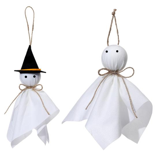 Halloween Ghost Hanging Decoration Small Flying Ghost Tree Ornament Rustic White Cloth Ghost for Haunted House Yard Tree Decor