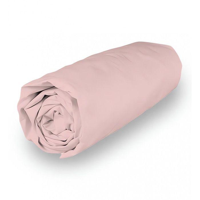 Drap housse en coton percale 90x190 cm CAMILLE rose, par Songe de Camille