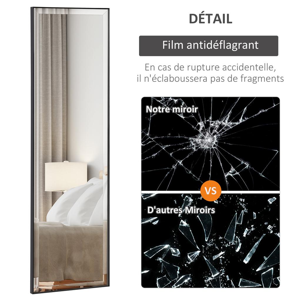 Full Length Mirror, 120x35cm Wall Mirror, Rectangle Dressing Mirror, Long Mirror for Bedroom, Living Room, Black