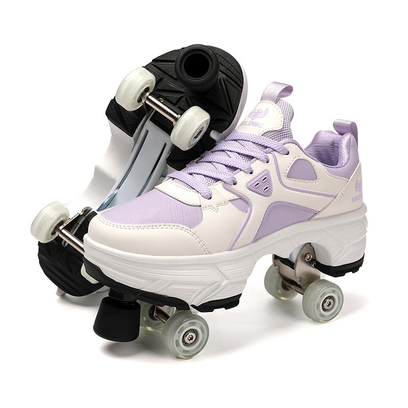 Scarpe Deformabili da Passeggio a Quattro Ruote per Bambini/Uomo Pattini a Rotelle da Uomo/Donna Pattini da Bambino Scarpe Sportive a Due Ruote per Ragazzi e Ragazze