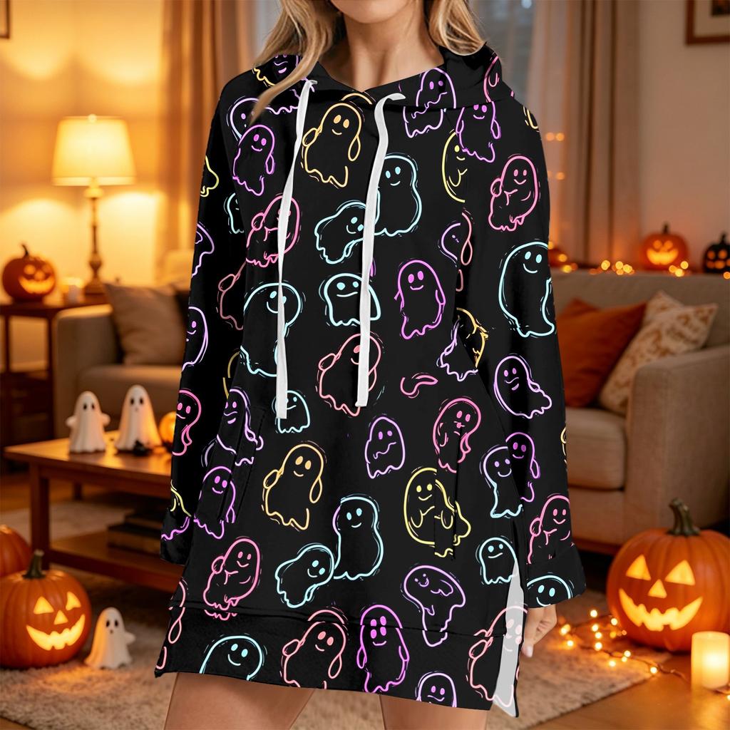 Women's Casual Long Sleeve Halloween Print Hoodie Pullover Top
