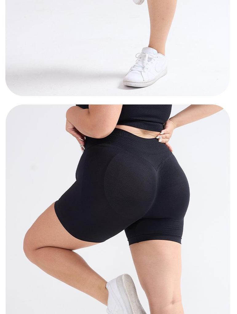 European & American Women's Plus Size High-Waist Yoga Shorts - Hip-Lifting, Anti-Exposure Sports Leggings