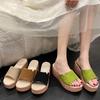 Large size slippers women's summer fashion outerwear wedge heel sandals thick bottom high heel muffin bottom one-word slippers