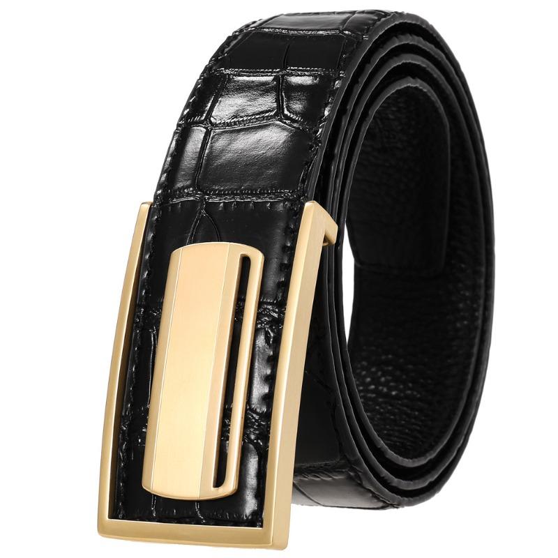 Stainless steel buckle men s casual top grain leather belt perforated belt 120