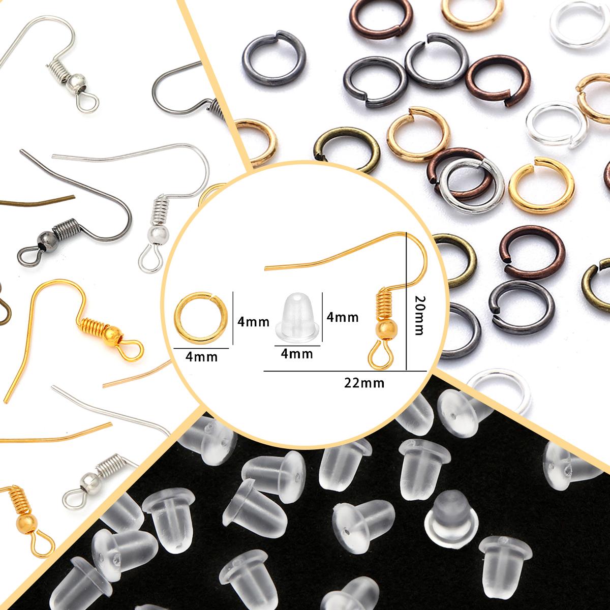 300 Crochets Pour Boucles D'oreilles En Acier Inoxydable - Longueur 17-19mm, Trou 2mm - Pour Fabrication Et Réparation De Bijoux - Bobine Incluse