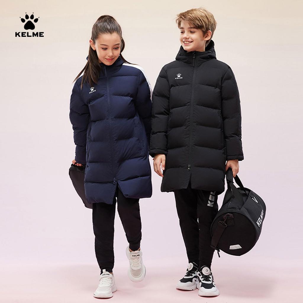 Kelme Kids' Padded Winter Jacket, Lightweight, Warm, and Cold-Weather (Blue, Size 130)