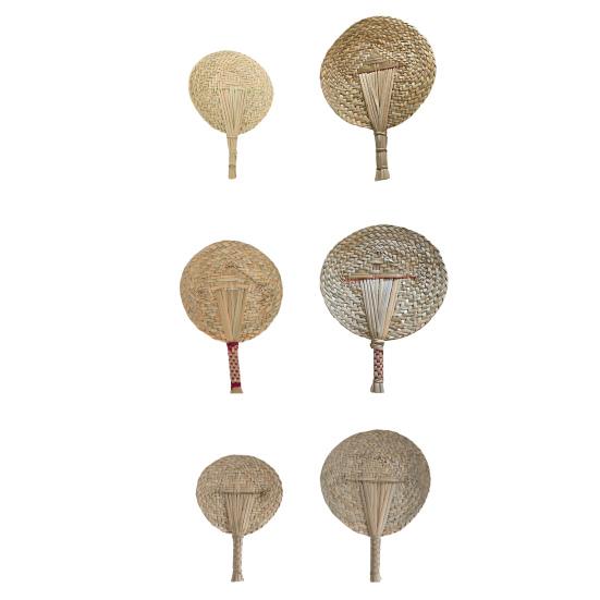 Handmade Weaving Fan Natural Bamboo Raffia Hand Fan Chinese Style Woven Palm Leaf Handheld Fan Summer Cooling Fan Wedding Party Decoration
