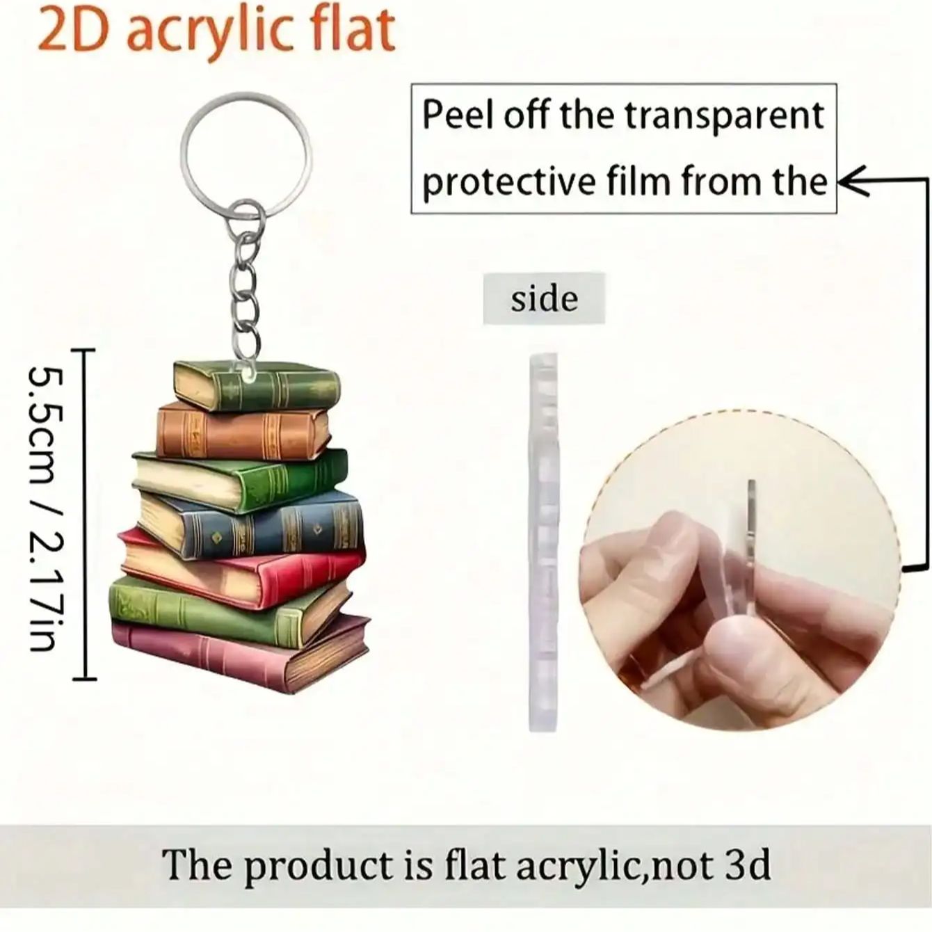

1 2D acrylic flat creative book keychain, suitable for bags, keychains, and car decoration accessories. Spring Garden