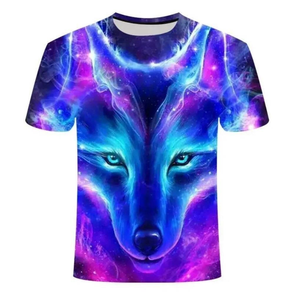 New Pattern Wolf T-shirt Men's and Women's Fashion T-shirt 3D Casual Shirt