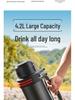 Large Stainless Steel Insulated Water Bottle with Double Lid and Strap for Outdoor Sports