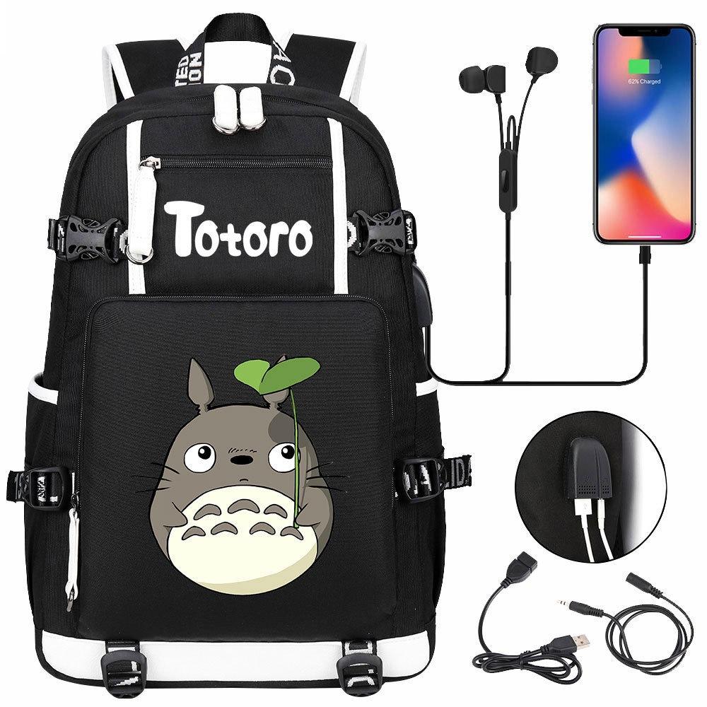 Anime Cloud Print USB Backpack for Teens Students Casual Large Capacity Travel Daypack
