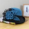 Woolen Hat Women'S Autumn And Winter British Retro Versatile Basin Hat Hepburn Mesh Flower Crimped Top Hat